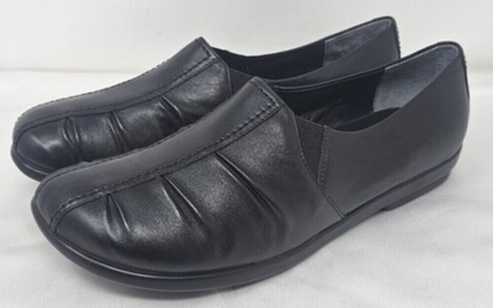 Hush Puppies Shoes Womens 10M Comfort Slip On Loafers #57911 Black Leather New